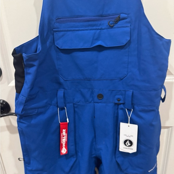 BNWT Volcom Roan Bibb Overalls with Bright Blue Mens M $280 - Picture 6 of 8